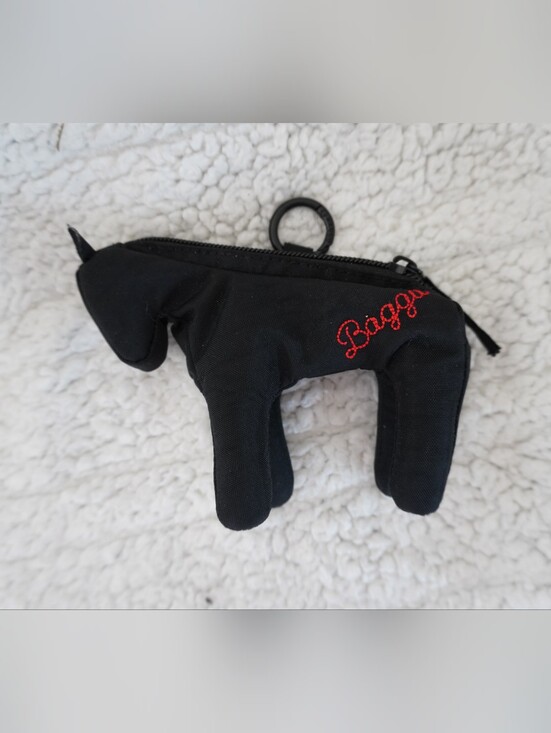 BAGGU Other - BAGGU Black Horse Bag Charm Keychain Mini Puffy Nylon Zippered Pouch Case
